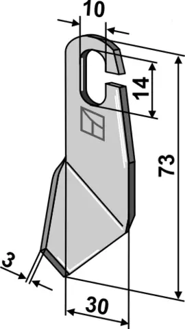 Vingeklinge 73x30 mm - høyre Til GH02, GHL02, GHLT02