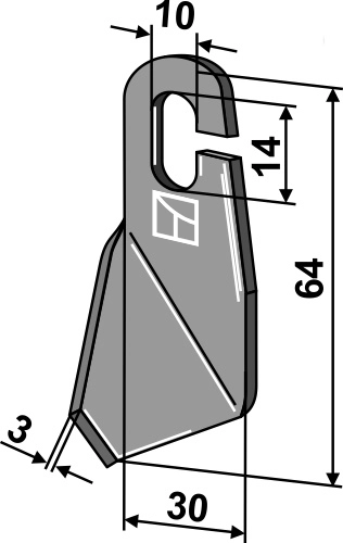 Vingeklinge 64x30 mm - høyre Til H60