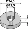 Vaskemaskin Ø34,5x6 til AS Motor Ø34,5, 12,5 hull, 6 tykkelse