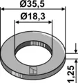 Skive Ø35,5x1,25 til AS Motor Ø35,5 mm, tykkelse 1,25 mm