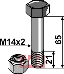 Bolt M14x2x65 - 10.9 m. Låsemutter Bruni/Assaloni/Cosma