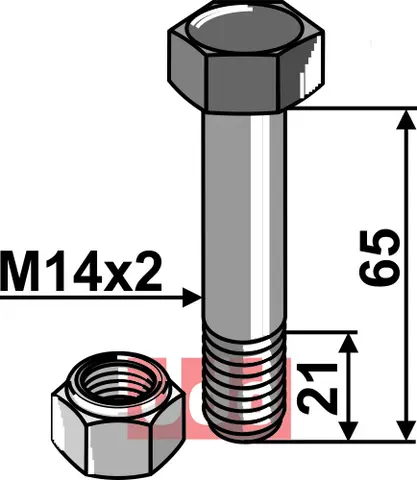 Bolt M14x2x65 - 10.9 m. L&#229;semutter Bruni/Assaloni/Cosma
