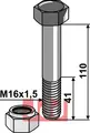Bolt M16x1,5x110 - 10.9 m. Låsemutter Kverneland/Orsi