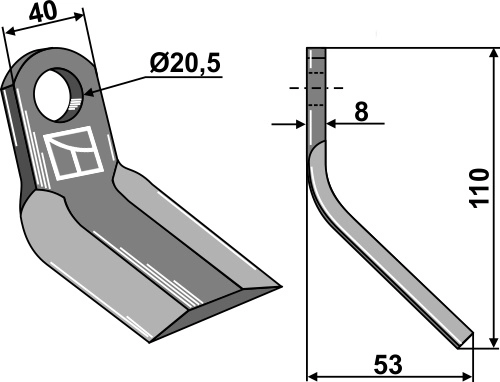Y- kniv 110x40 mm