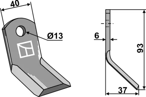 Y-kniv 93x40 mm hull 13