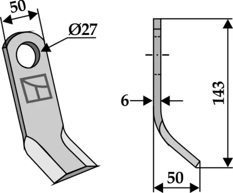 Y-kniv 143x50 mm hull 27