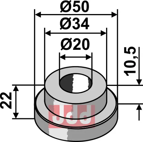 Bush 22xØ20xØ50 til Bomford Ø20, lengde 22, Ø50 - Mc Connel