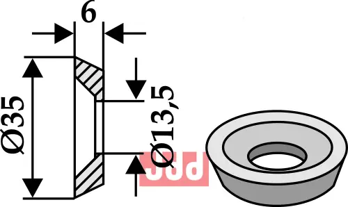 Skive m, senket boring Ø35x6xØ13,5 - JDD Utstyr