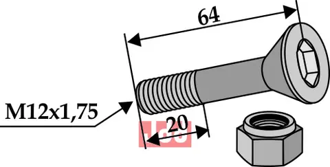 Bolt M12x65 – 10.9 m/L&#229;semutter Doppstadt