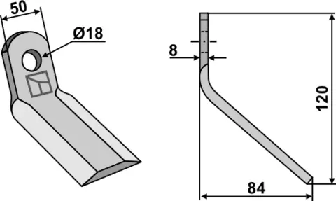 Y-kniv 120x50 mm Til Dragone Serie VX