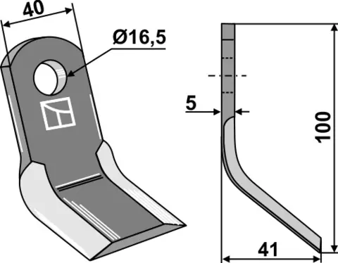 Y-kniv 100x40 mm Til Dragone Serie L