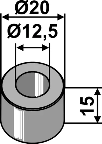 Bøssing 15 Ø20/Ø12,5 hull 12,5