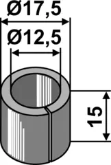 Bush 15xØ12,5xØ17,5 til Dücker Ø12,5, lengde 15, Ø17,5