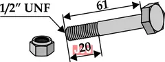 Bolt 1/2''UNFx61 - 10.9 m. Låsemutter Epoke