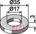 Skive Ø35x3xØ17 til Bednar, Claas Ø35 x 3 mm - Boltåpning Ø17