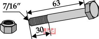 Bolt 7/16''UNFx63 - 8.8 m. Låsemutter Ferri