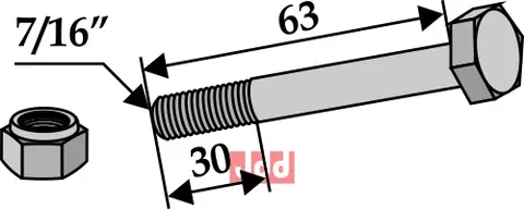 Bolt 7/16&#39;&#39;UNFx63 - 8.8 m. L&#229;semutter Ferri