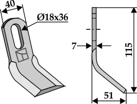 Y-kniv 115x40 mm hull 18x36