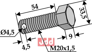 Bolt M20x1,5x54 - 10.9 Gilbers