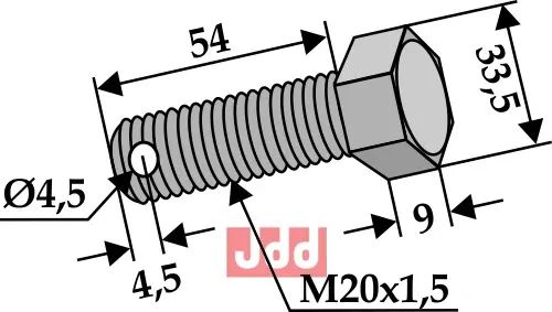 Bolt M20x1,5x54 - 10.9 - JDD Utstyr