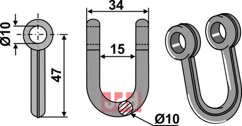 Sjakkel til Agria Bredde 35 mm - Høyde 47 mm