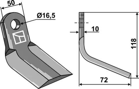 Y-kniv 118x50 mm hull 16,5