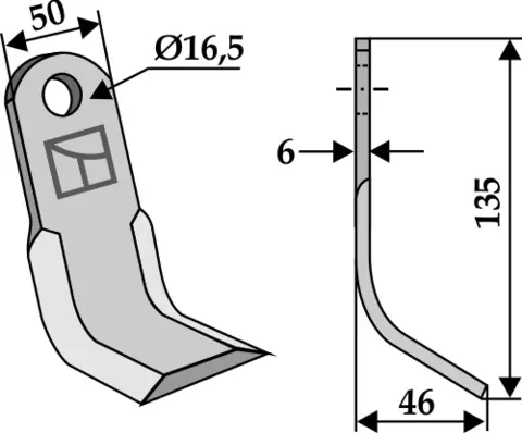 Y-kniv 130x50 mm hull 16,5