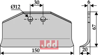 Kniv 150x67mm til Humus Lengde 150mm, bredde 67mm
