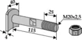 Bolt M 20 x 2,5 til Humus M20, lengde 2,5 cm, kvalitet 8.8