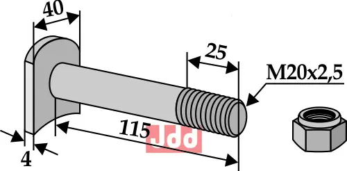 Bolt M20x2,5x115 - 8.8 - JDD Utstyr