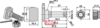 Knivbolt M 20x1,5x57,5 - 12.9 m. kronMutter