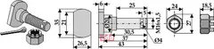 Knivbolt M16x1,5x43 - 12.9 m. kronMutter Humus