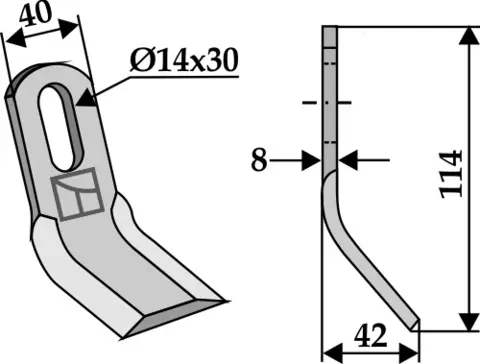 Y-kniv 114x40 mm hull 14x30