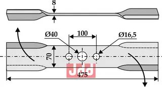 Mover-blade 475mm til Ilmer L: 475mm, H: 16,5mm, B: 70mm