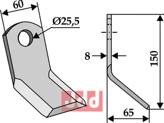 Y-blad til Leckron 150x60mm, hull 25,5mm