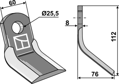 Y-kniv 112x60 mm hull 25,5