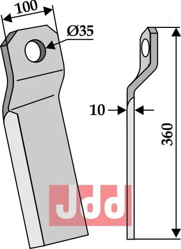 Bio kniv drejet – lang - høyre - JDD Utstyr