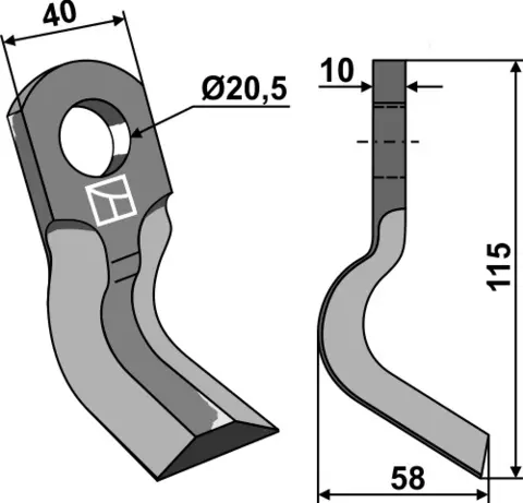 Y-kniv 115x40 mm hull 20,5