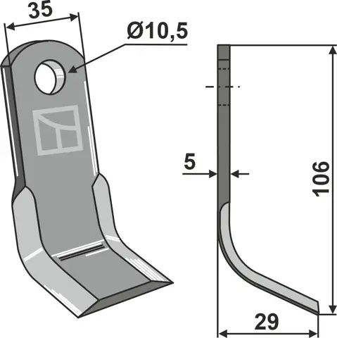 Y-kniv 106x35 mm hull 10,5