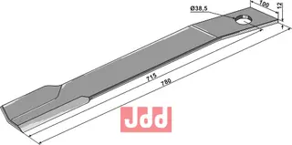 Mover-blade 780mm til Schulte L: 780mm, H: 38,5mm, T: 12mm