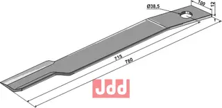 Mover-blade 780mm til Schulte L: 780mm, H: 38,5mm, T: 12mm