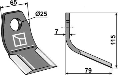 Y-kniv 115x65 mm hull 25
