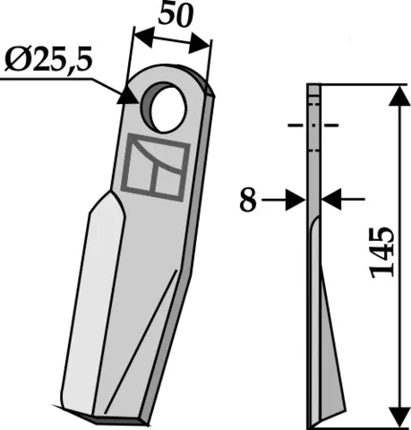 Kniv 145x50mm til Fischer L: 145mm, B: 50mm, H: 8mm