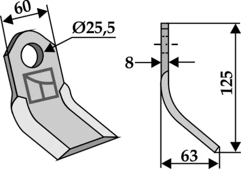 Y-kniv 125x60 mm hull 25,5