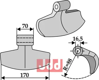 Hammerkniv 170mm Passer til mange fabrikater