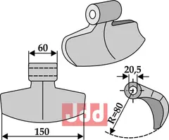 Hammerkniv 150mm Passer til mange fabrikater