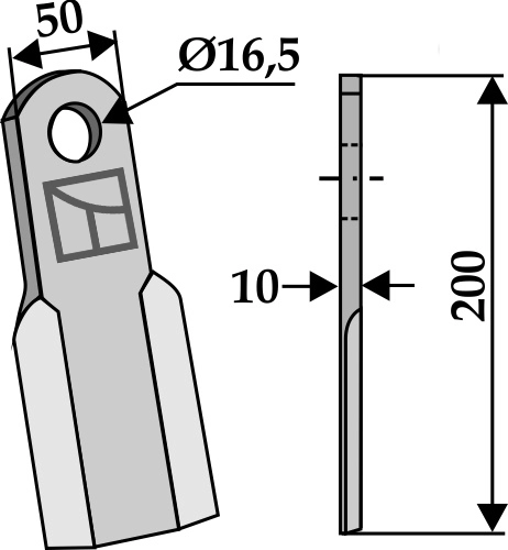 Straught balde til Kverneland Lengde 200mm, bredde 50mm