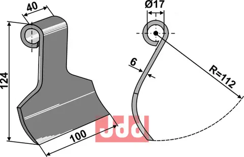 Slaghammere til Kuhn og Nobili Lengde 124 mm, Bredde 40 mm