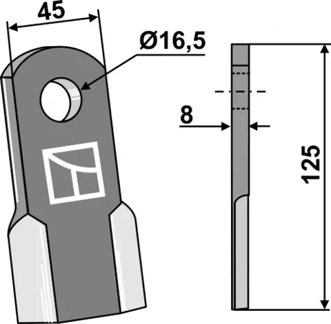 Kniv 125x45 mm hull 16,5