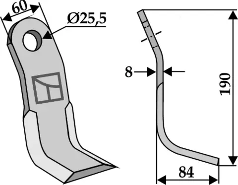 Y-kniv 190x60 mm hull 25,5